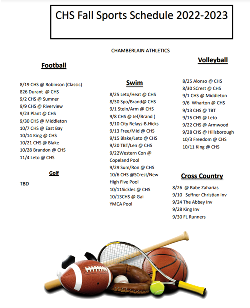 Fall Sports Schedule